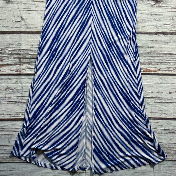 Chicos Womens Dress size Small Blue White Maxi Slit Pullover Sleeveless Stretch - Picture 6 of 11